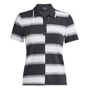 G/FORE Polo Shirt Womens XS Charcoal Grey White Striped Performance Golf Top